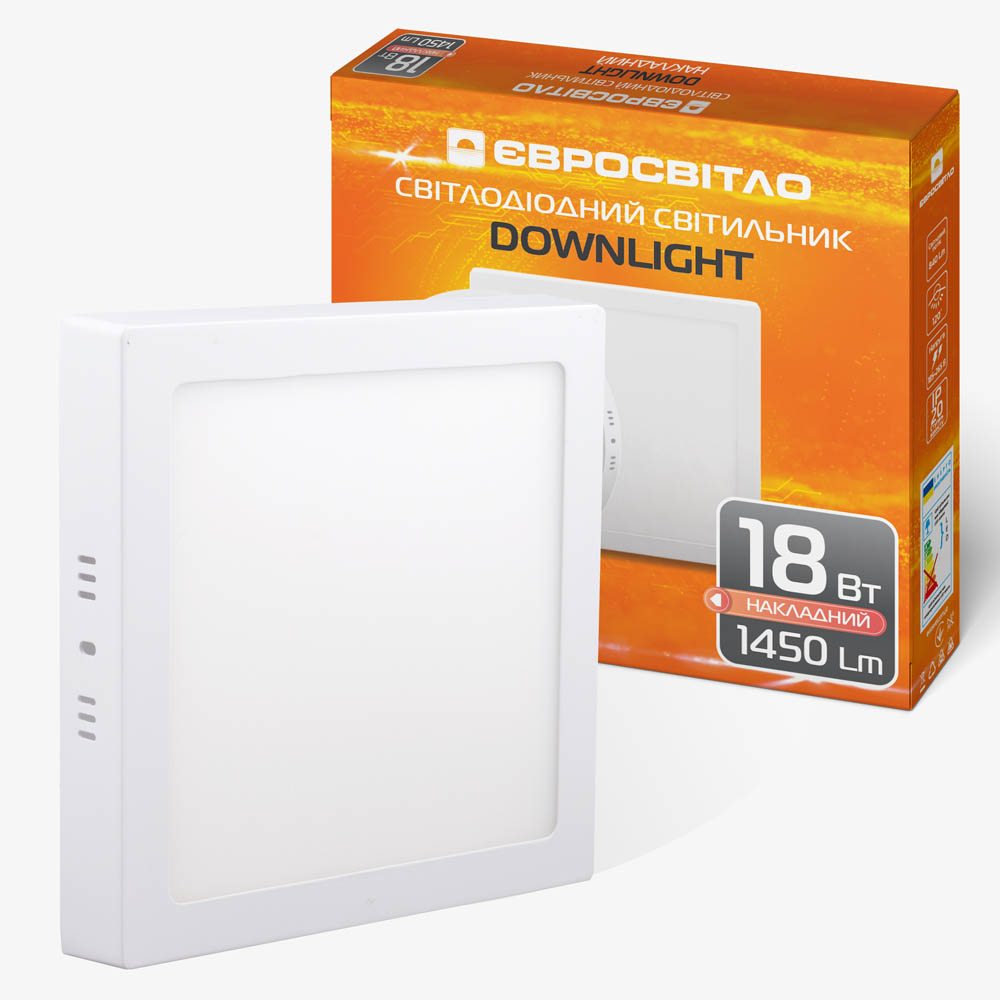 Світильник точковий накладний Євросвітло 18Вт квадрат LED-SS-225-18 4200К